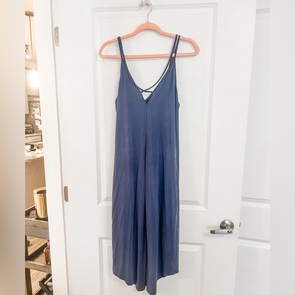 Lush Blue High-Low Stepped Hem Strappy Maxi Dress Size Small - Picture 4 of 8